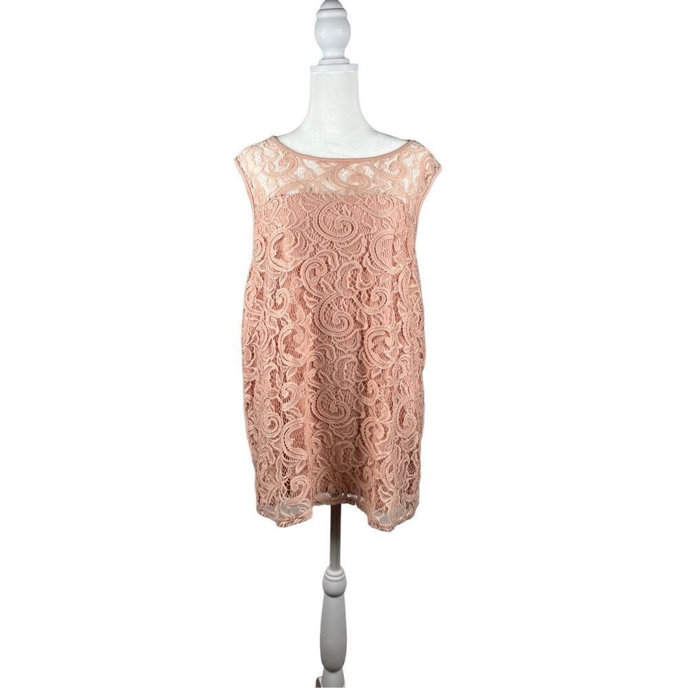 Adrianna Papell Women’s Pink Lace Overlay Career Tank Top XXL